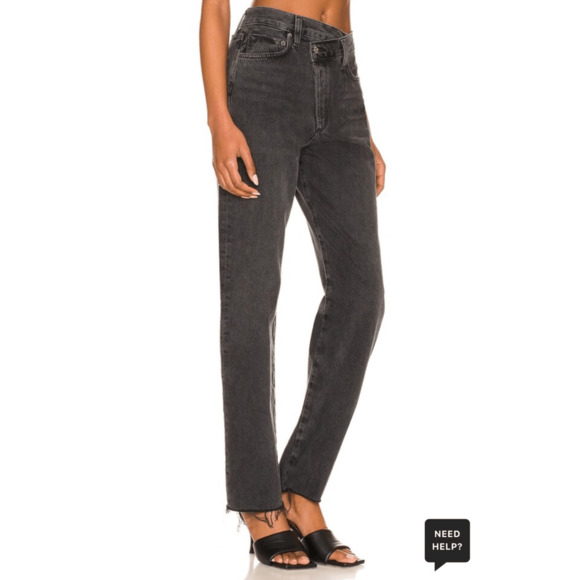 AGOLDE Criss Cross Straight in Shambles Frayed Raw Hem High Rise Jeans Size 31 - Picture 3 of 14